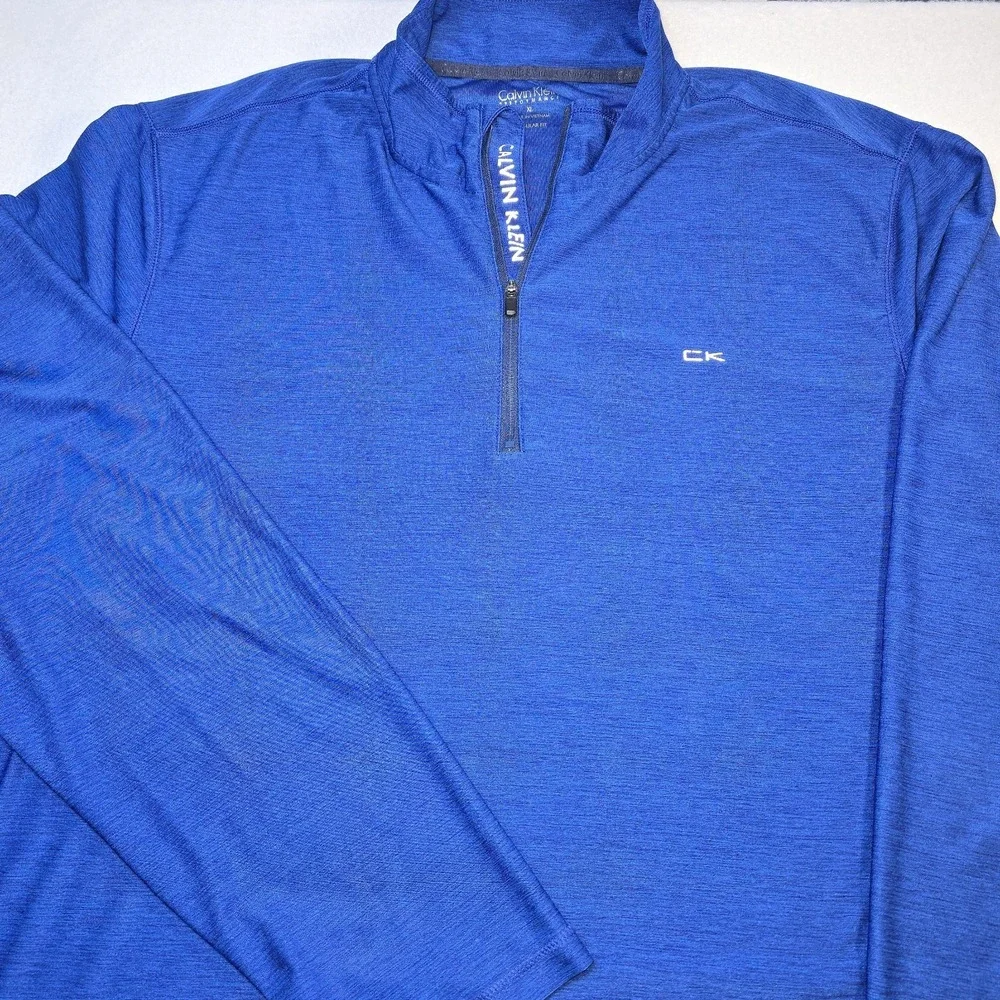 Calvin Klein Performance Men XL 1/4 Zip Pullover Blue Gorpcore Athletic Shirt
